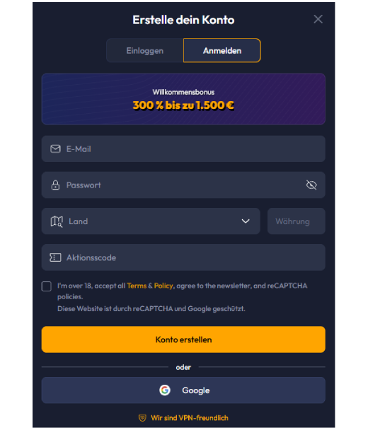 Spinhub Registrierung